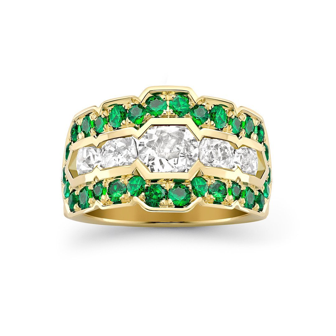 6.75ct Round Cut Emerald Sapphire Eternity Ring