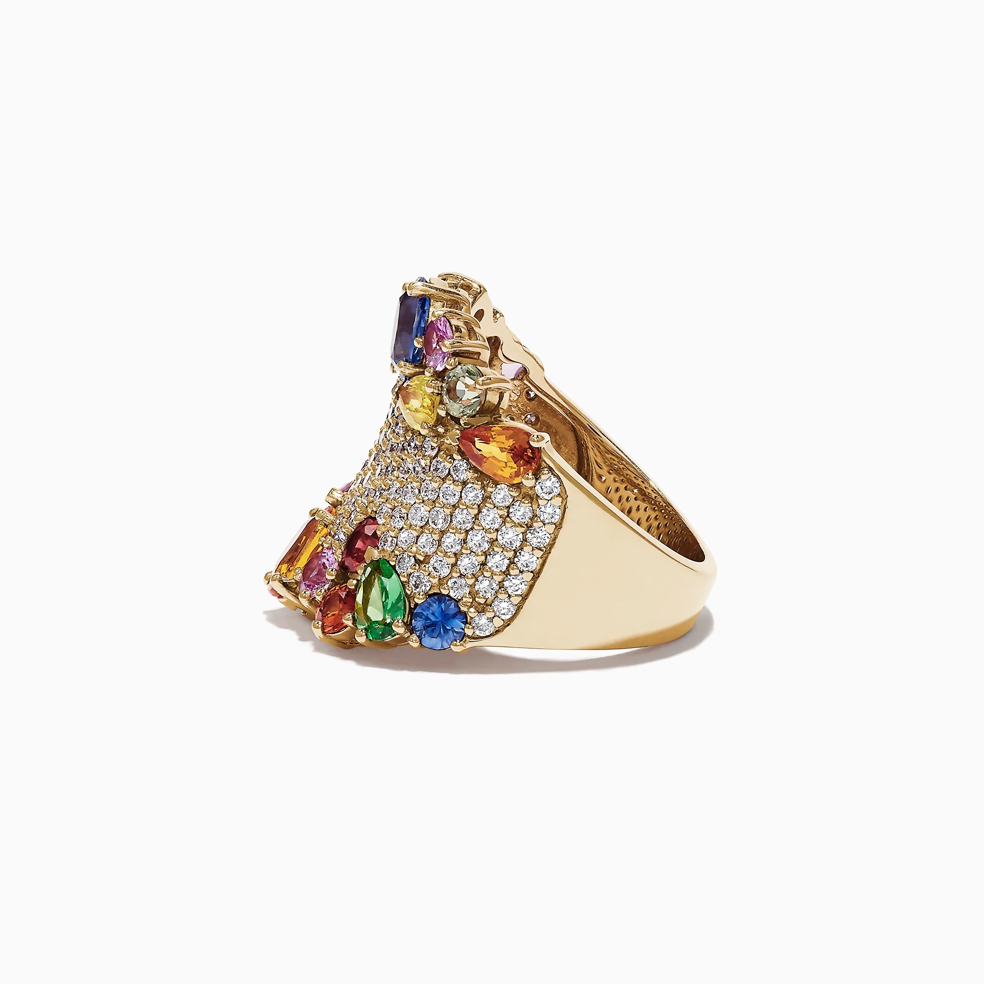 9.55ct Multi-cut Rainbow Sapphire&Diamond Cocktail Ring