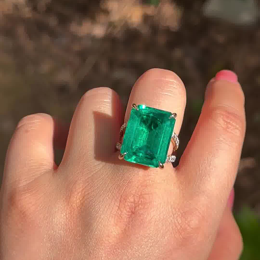 7ct Emerald Cut Emerald Sapphire Engagement Ring