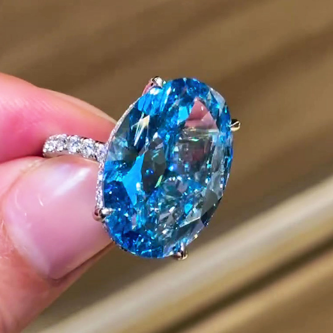 5ct Oval Cut Blue Sapphire Engagement Ring