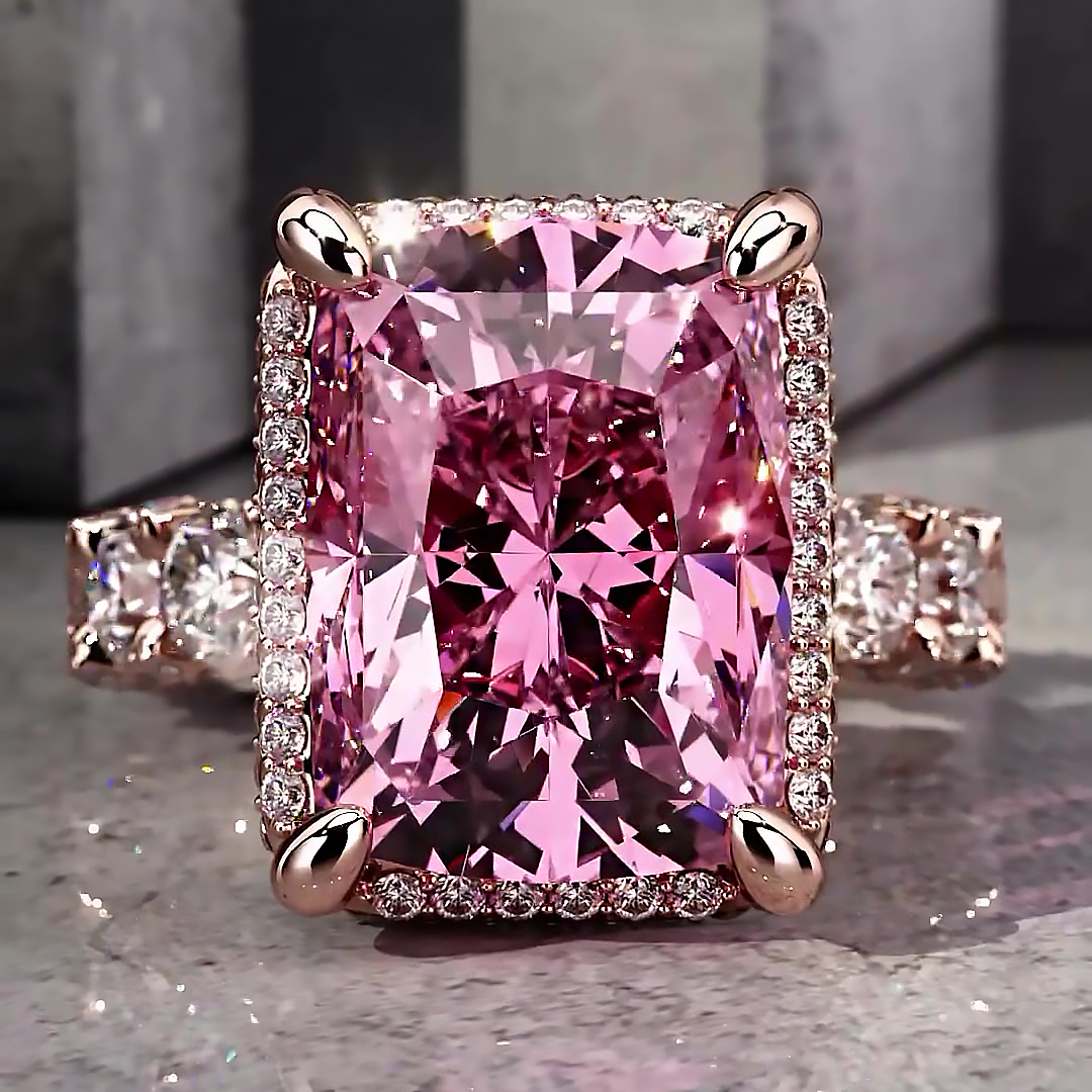 6ct Cushion Cut Pink Sapphire Engagement Ring