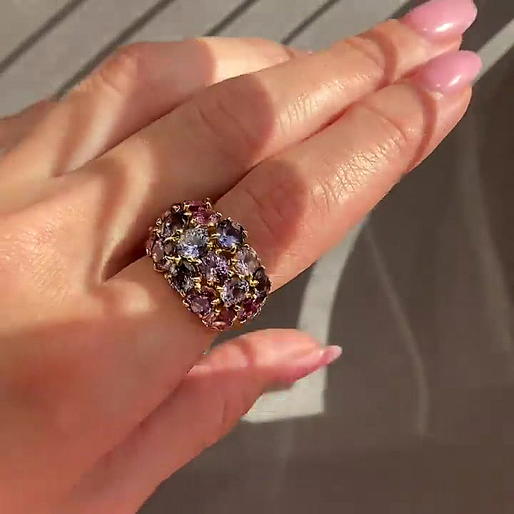 7.25ct Oval Cut Rainbow Sapphire Eternity Ring