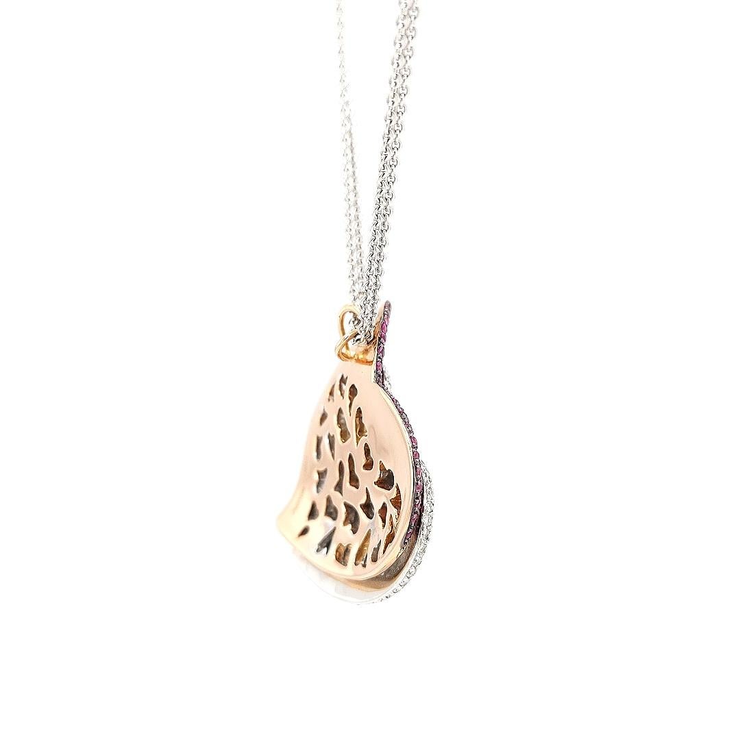 Fashion Heart Pink&Diamond Pendant Necklace