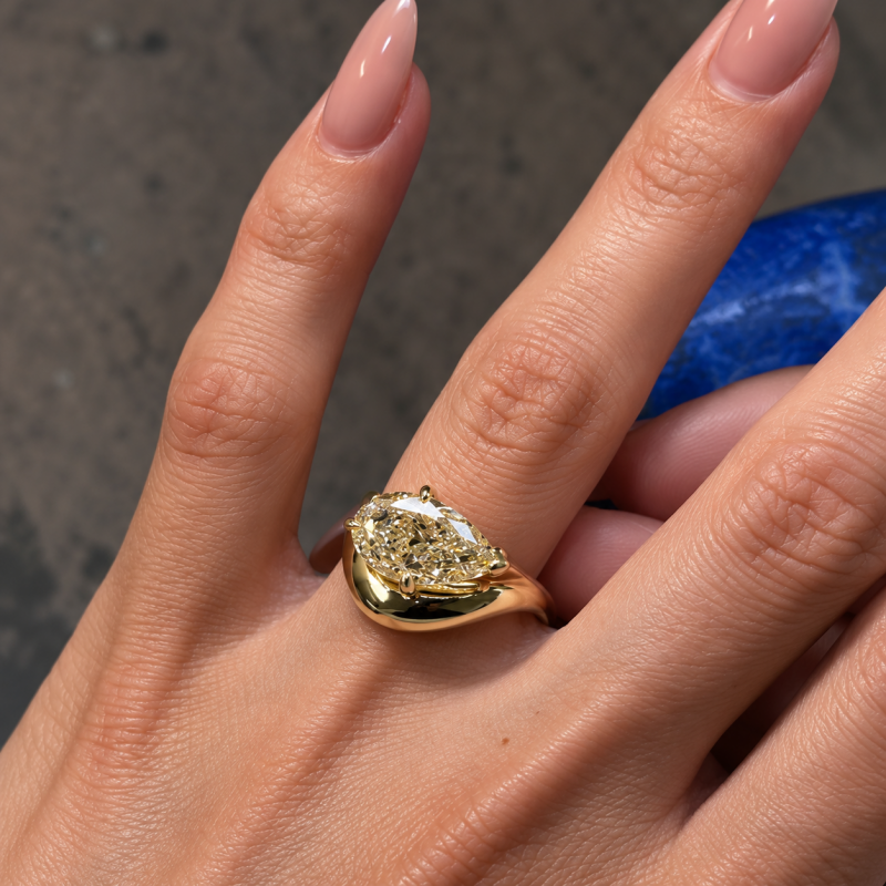 2.75ct Pear Cut Yellow Sapphire Solitaire Engagement Ring