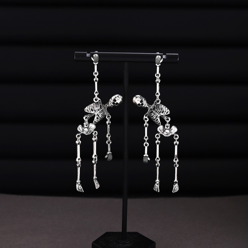 Gothic Punk Style Movable Skull Dangle Earrings -1 Pair