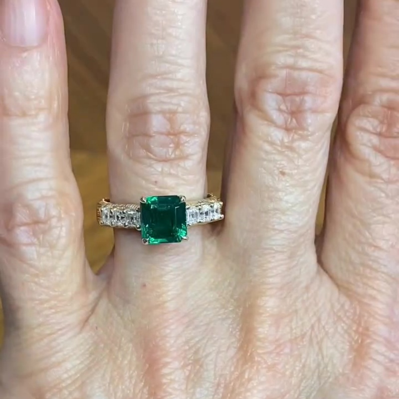 3ct Asscher Cut Emerald Sapphire Cocktail Ring
