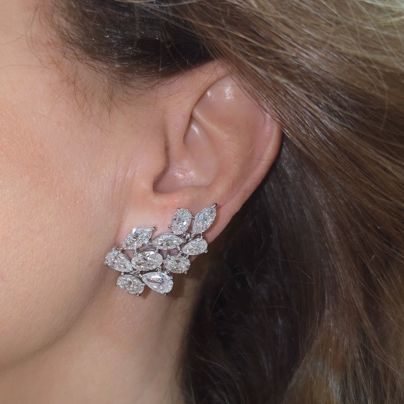 Fashion Multi Cut White Sapphire Cluster Ear Climber Stud Earrings