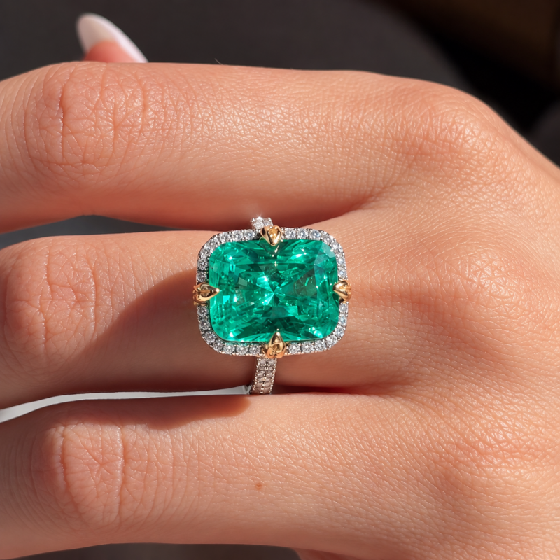 3.25ct Radiant Cut Paraiba Sapphire Halo Cocktail Ring