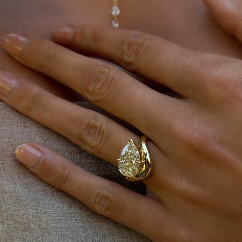 2.75ct Pear Cut Yellow Sapphire Solitaire Engagement Ring