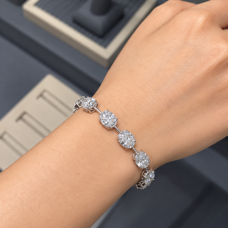 Classic Oval Cut White Sapphire Bracelet