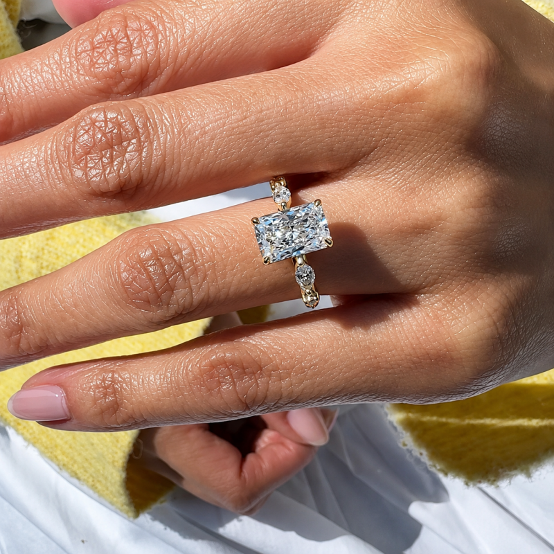 Classic 2ct Crushed Ice Radiant Cut White Sapphire Engagement Ring
