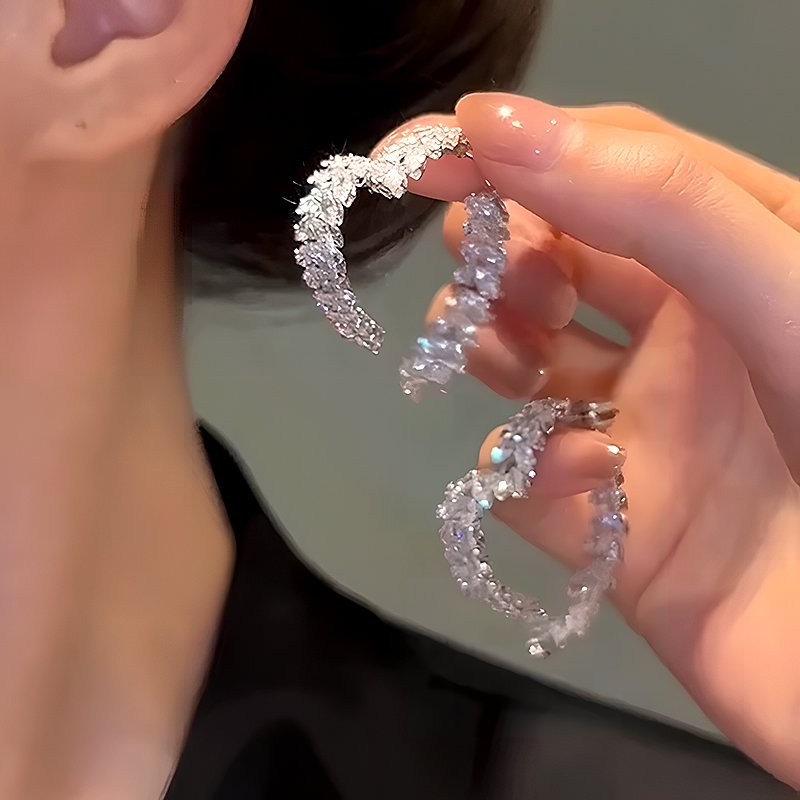 Heart Shape Marquise Cut White Sapphire Dangle Earrings