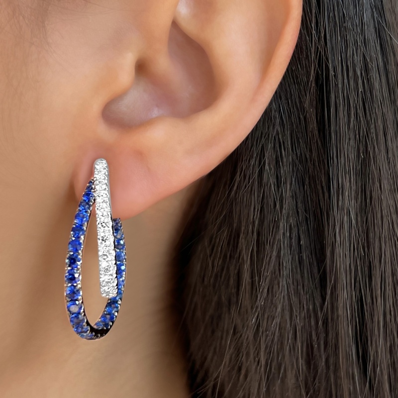 Fashion Round Cut Two-Tone Interwoven Double Hoop Earrings - 1 Pair (6 Color Options)