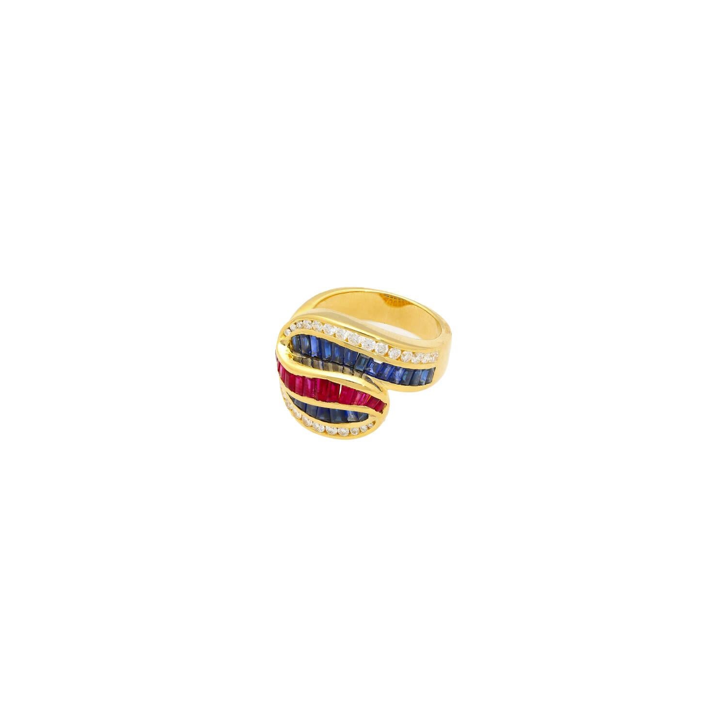 3ct Baguette&Round Cut Multi-color Cluster Cocktail Ring