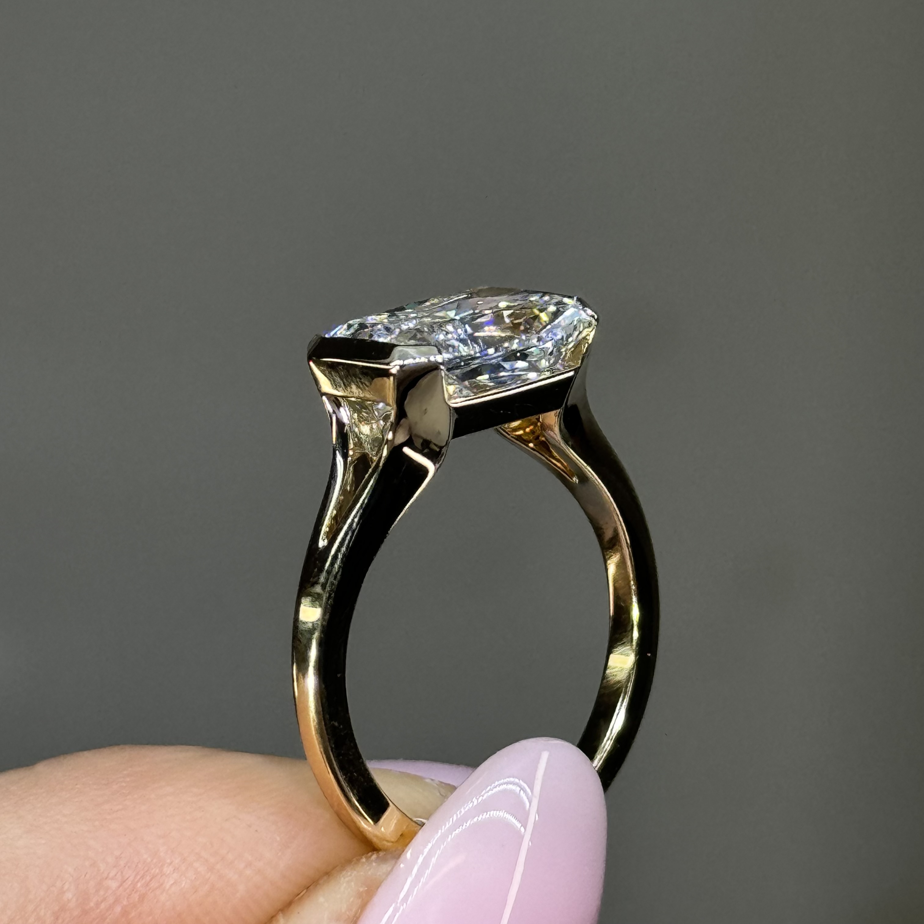 4.05ct Radiant Cut White Sapphire Engagement Ring