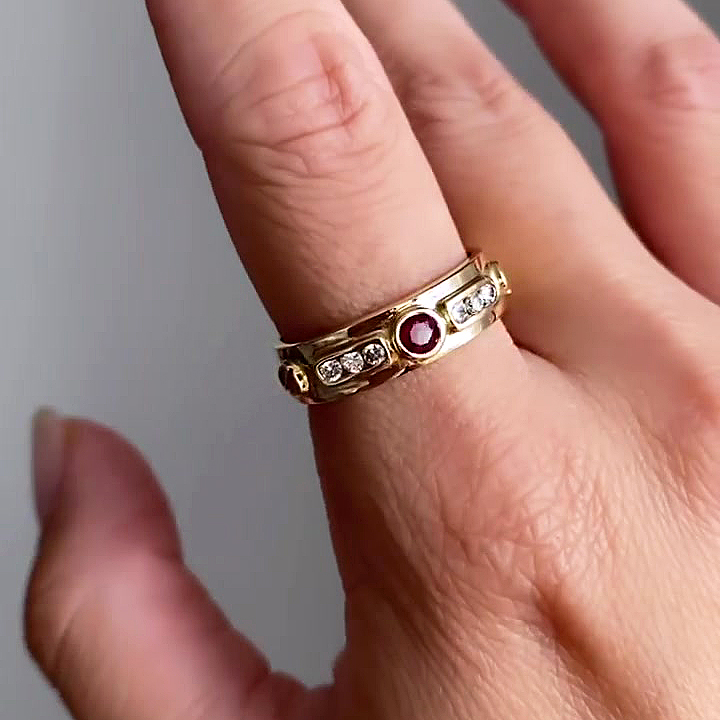 1ct Round Cut Ruby Sapphire Engagement Ring