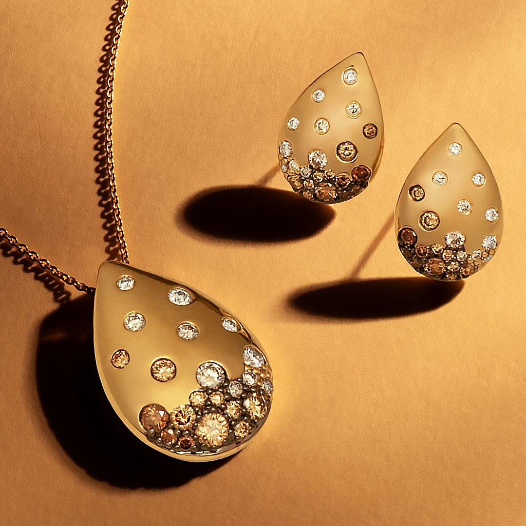 Round Cut Champagne Sapphire Pendant Necklace