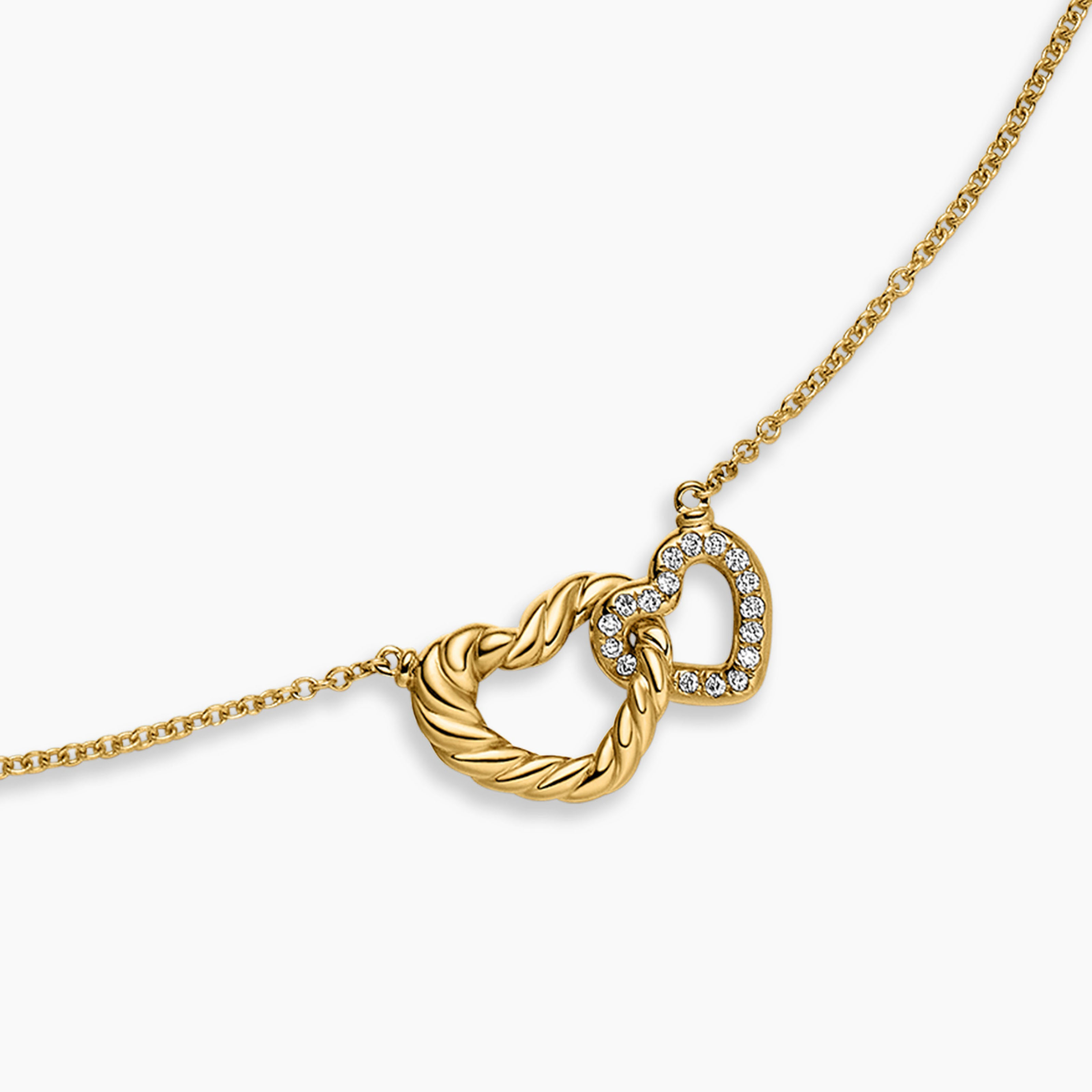 Heart Shape Diamond Interlocking Pendant Necklace
