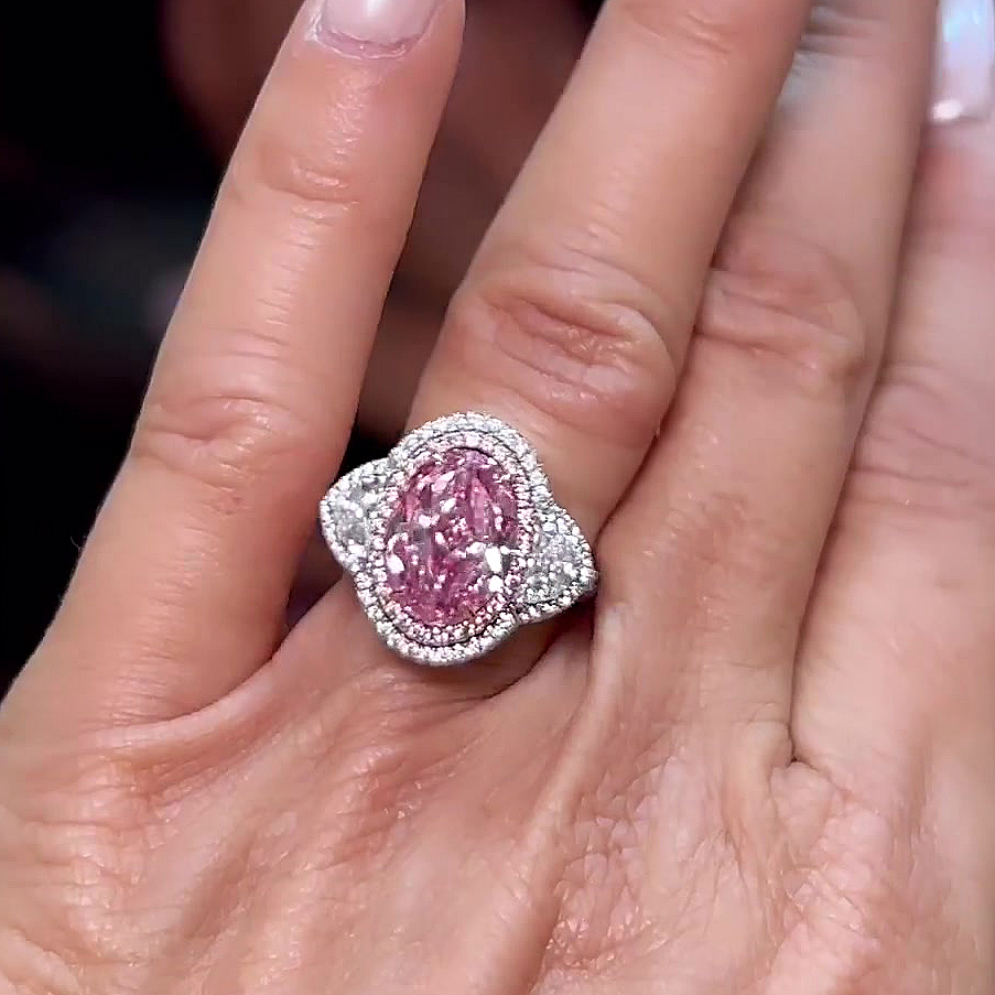 6ct Oval Cut Pink Sapphire Engagement Ring