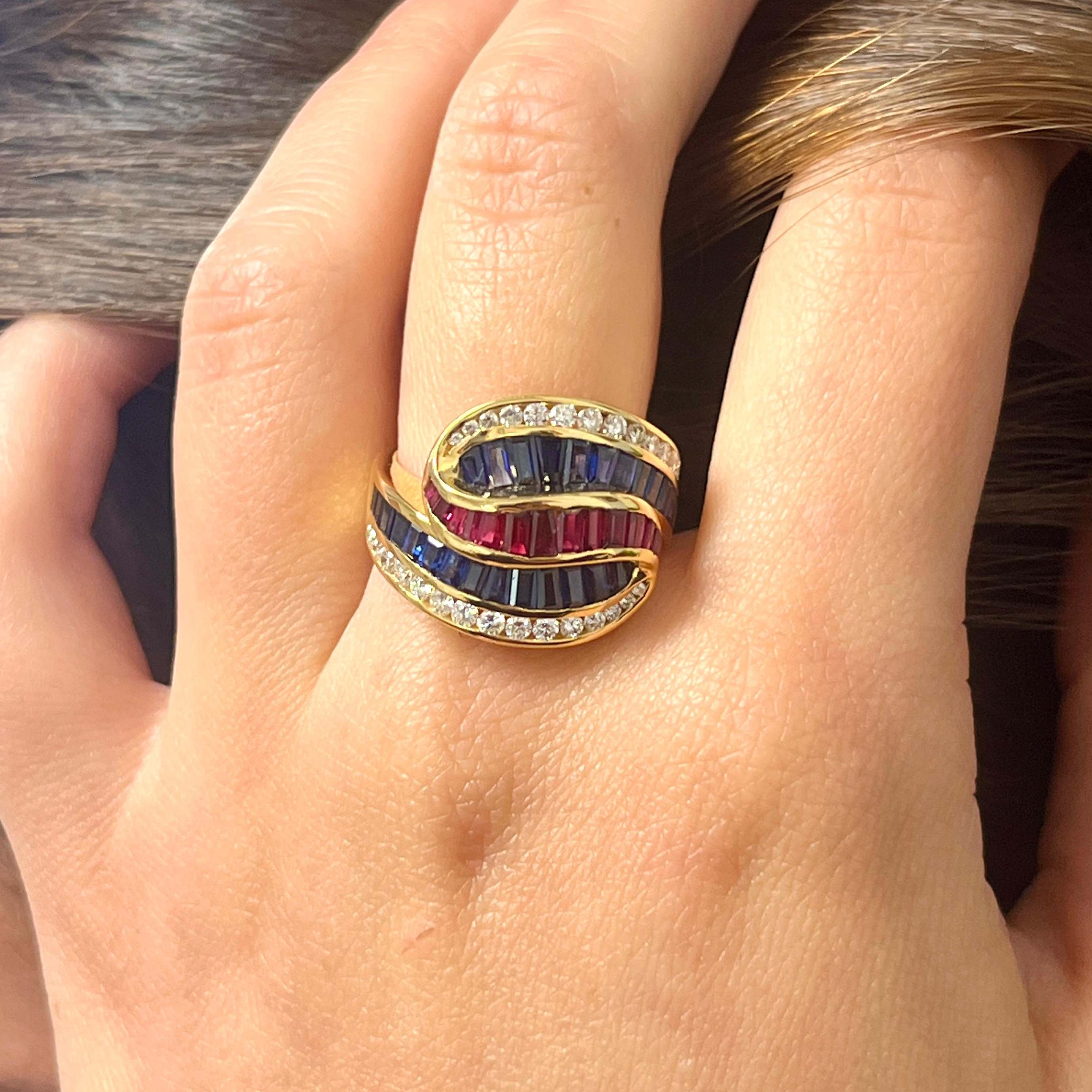 3ct Baguette&Round Cut Multi-color Cluster Cocktail Ring