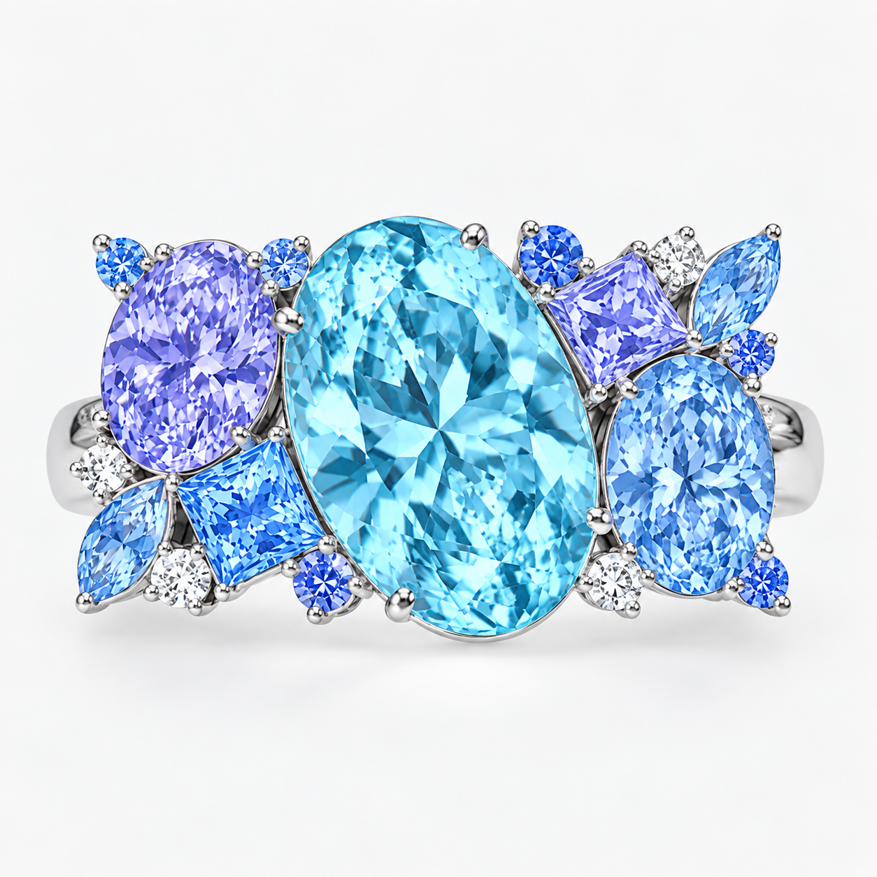Original Design - 3ct Oval Cut Aquamarine Sapphire Engagement Ring