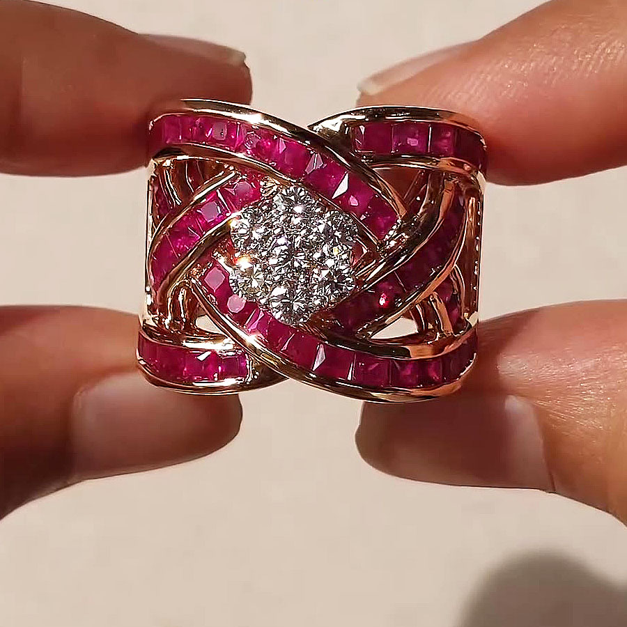 1.5ct Round Cut Ruby Sapphire Cocktail Ring