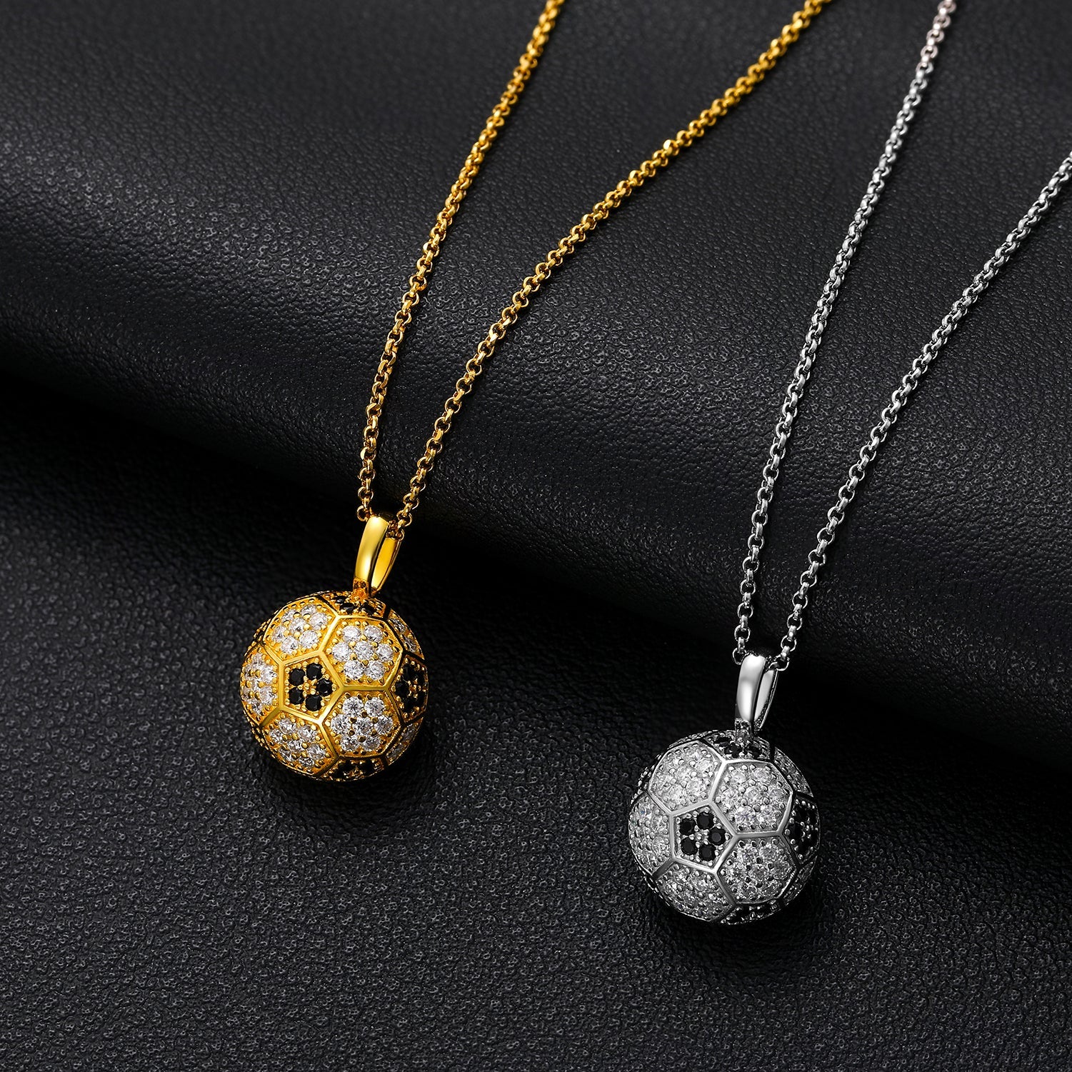 3D Soccer Ball Sport Pendant Necklace (Platinum / Gold Options, Single Piece Sale)