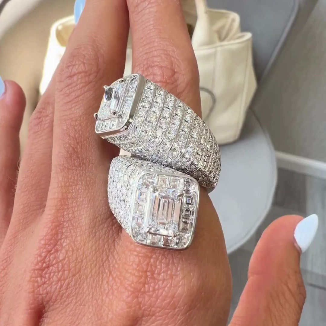 9.75ct Toi et Moi Emerald Cut Diamond Ring