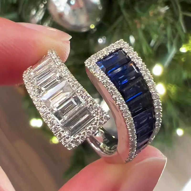 2.5ct Bypass Design Two tone Sapphire&Diamond Eternity Ring