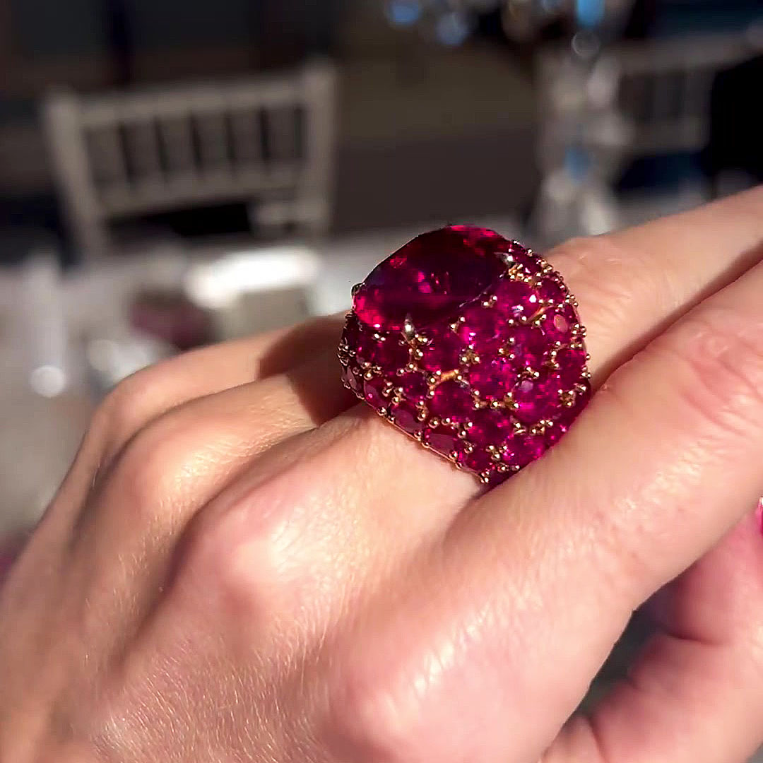 7.85ct Oval Cut Ruby Sapphire Cocktail Ring