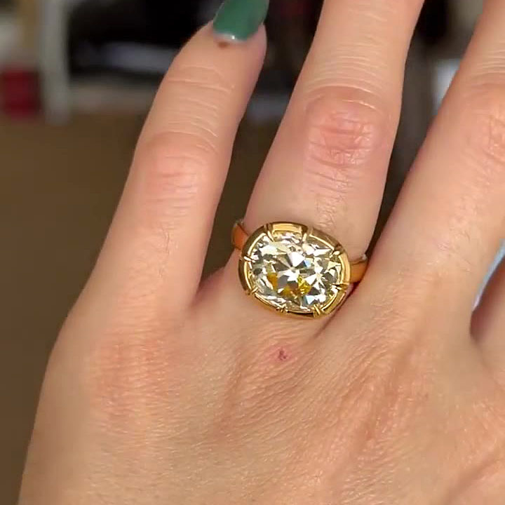 6ct Cushion Cut Yellow Sapphire Engagement Ring