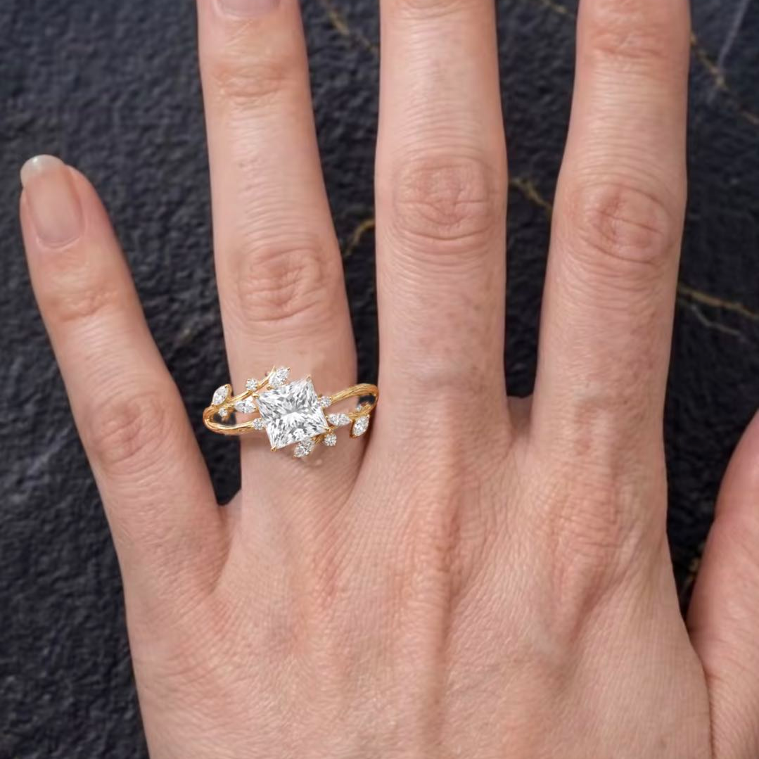 Original Design - 2ct Princess Cut White Sapphire Engagement Ring