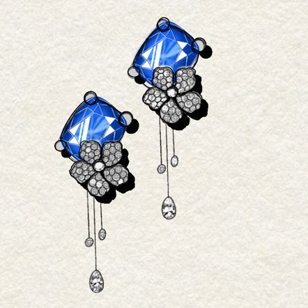Original Design - 3ctw Cushion Cut  Blue Sapphire Dangle Earrings