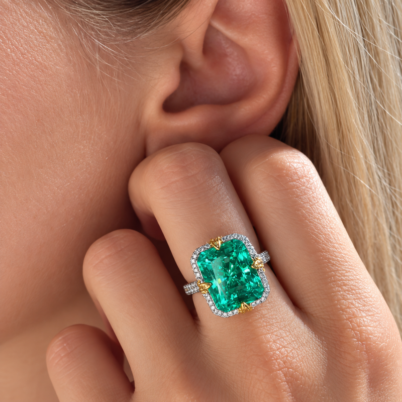 3.25ct Radiant Cut Paraiba Sapphire Halo Cocktail Ring