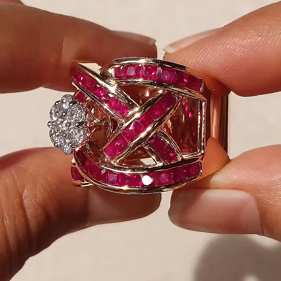 1.5ct Round Cut Ruby Sapphire Cocktail Ring