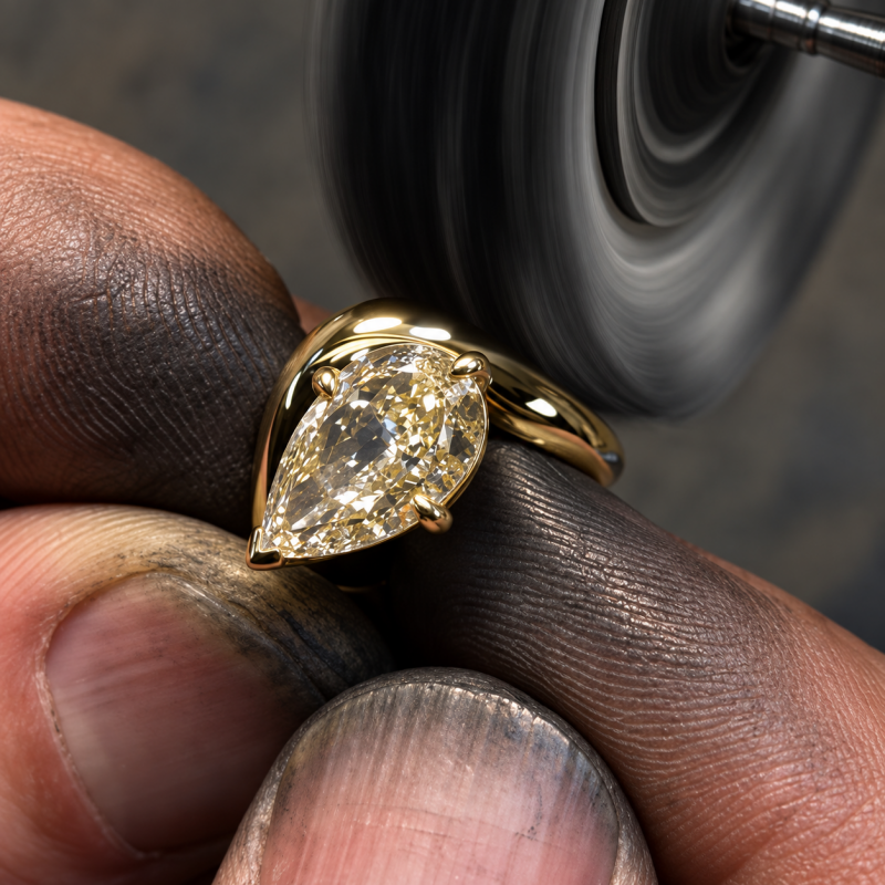 2.75ct Pear Cut Yellow Sapphire Solitaire Engagement Ring
