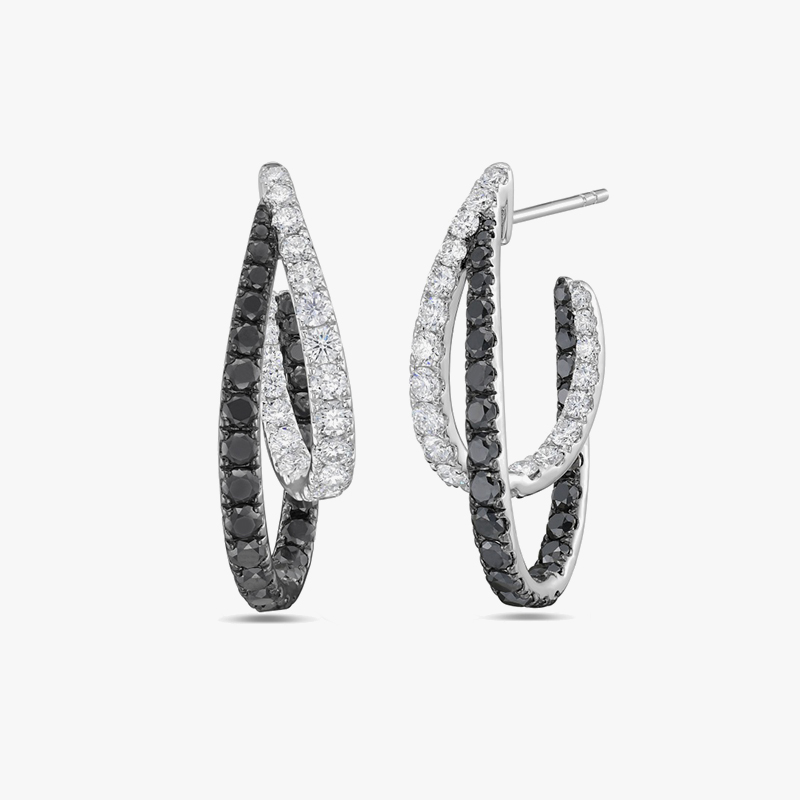 Fashion Round Cut Two-Tone Interwoven Double Hoop Earrings - 1 Pair (6 Color Options)