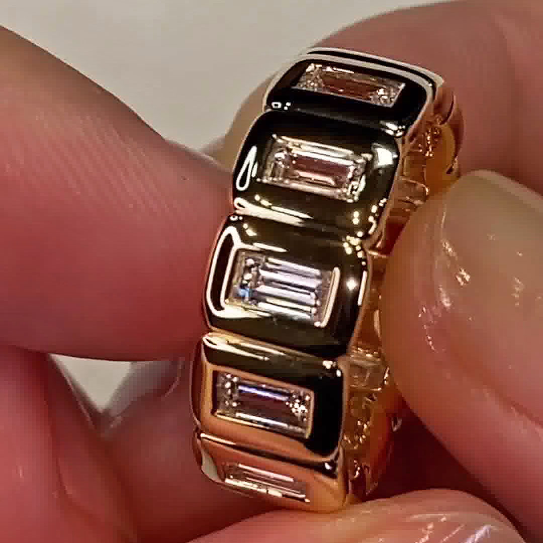 6ct Emerald Cut White Sapphire Eternity Ring