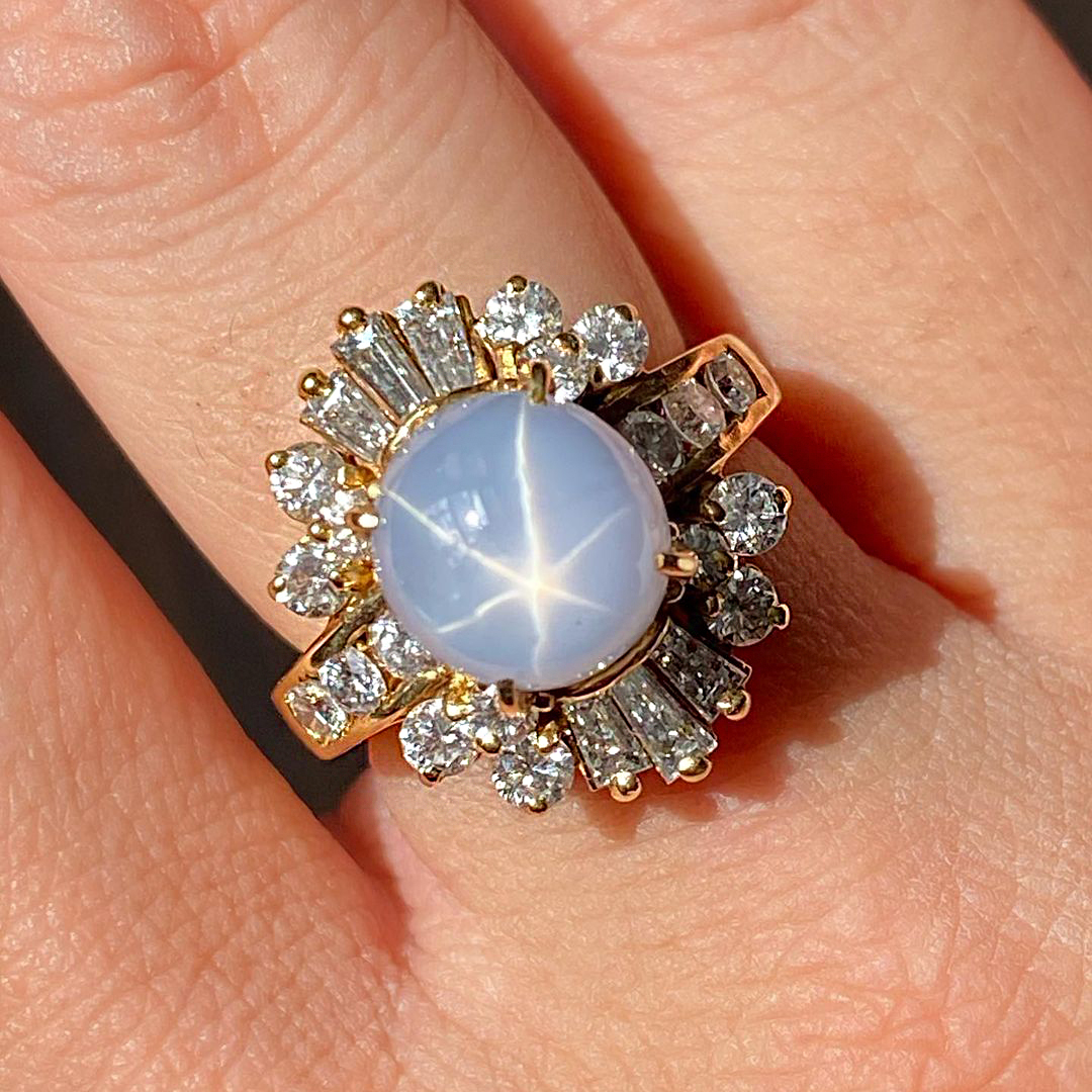 6ct Round Cut Opal Sapphire Engagement Ring