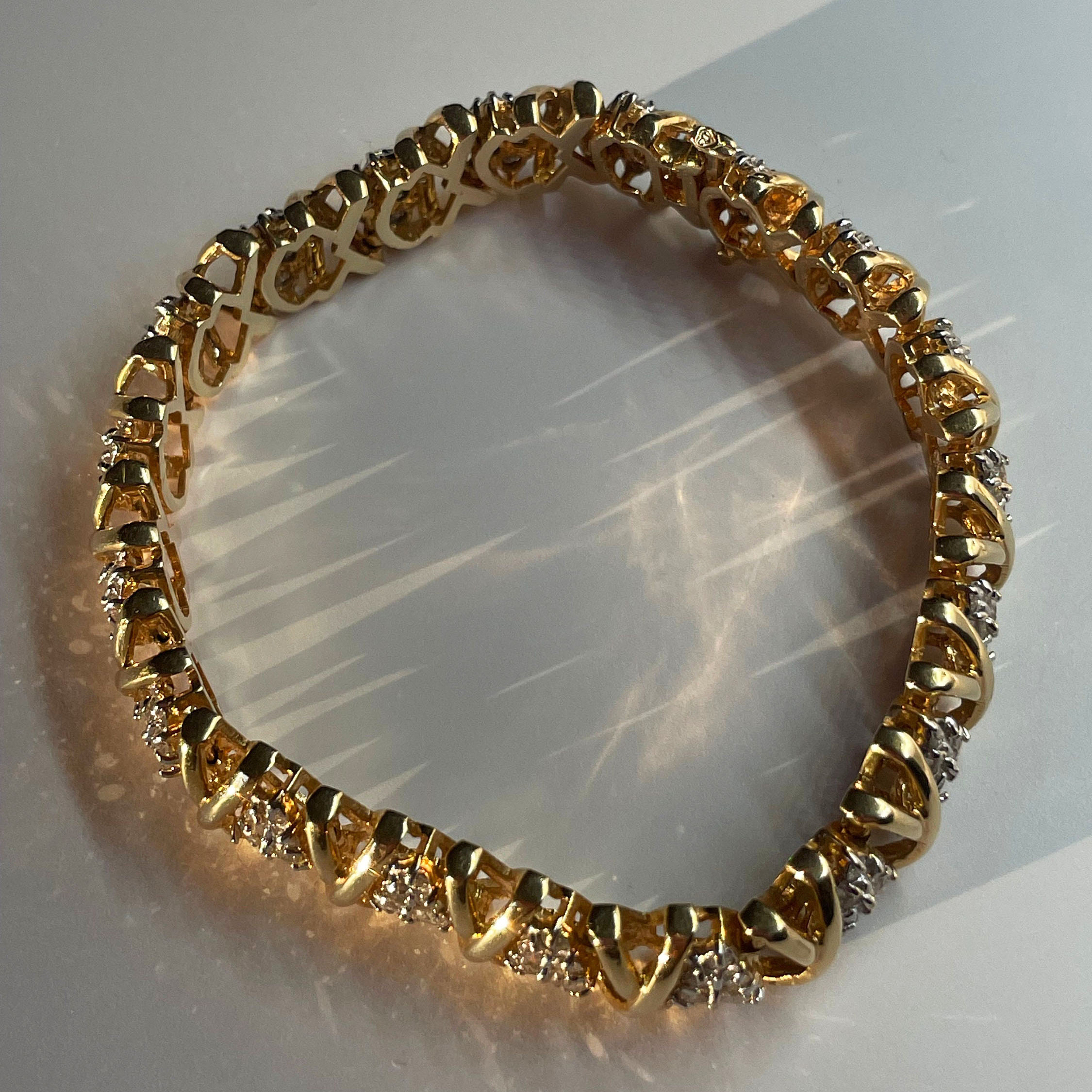 X-shape Design Round Cut Diamond Bracelet