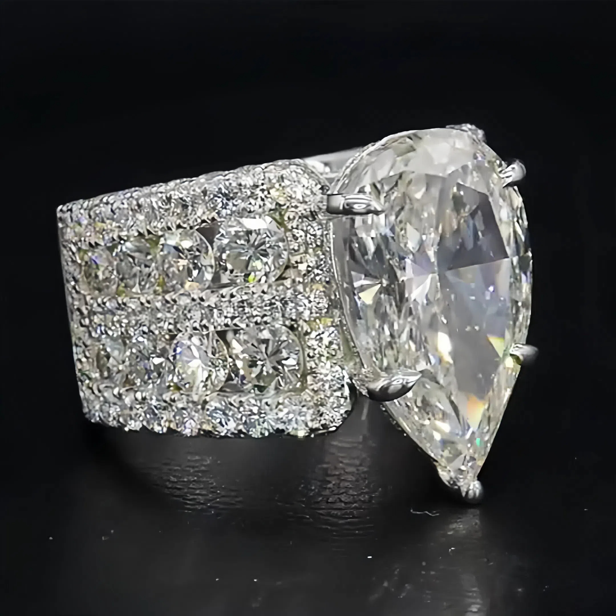 6ct Pear Cut White Sapphire Engagement Ring