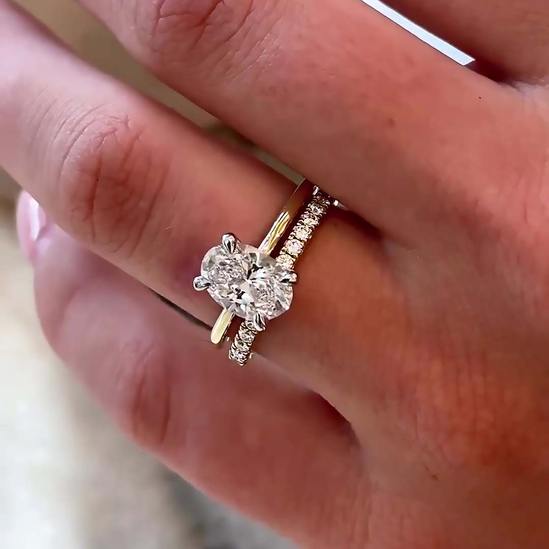 2ct Oval Cut White Sapphire Wedding Set