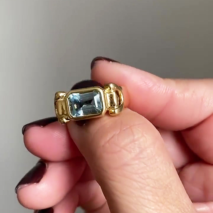 4ct Emerald Cut Aquamarine Sapphire Engagement Ring