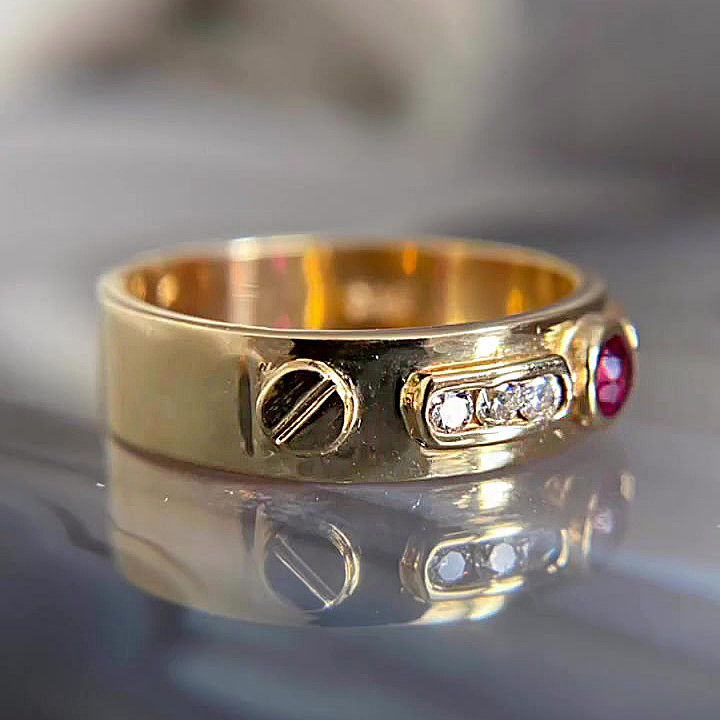 1ct Round Cut Ruby Sapphire Engagement Ring