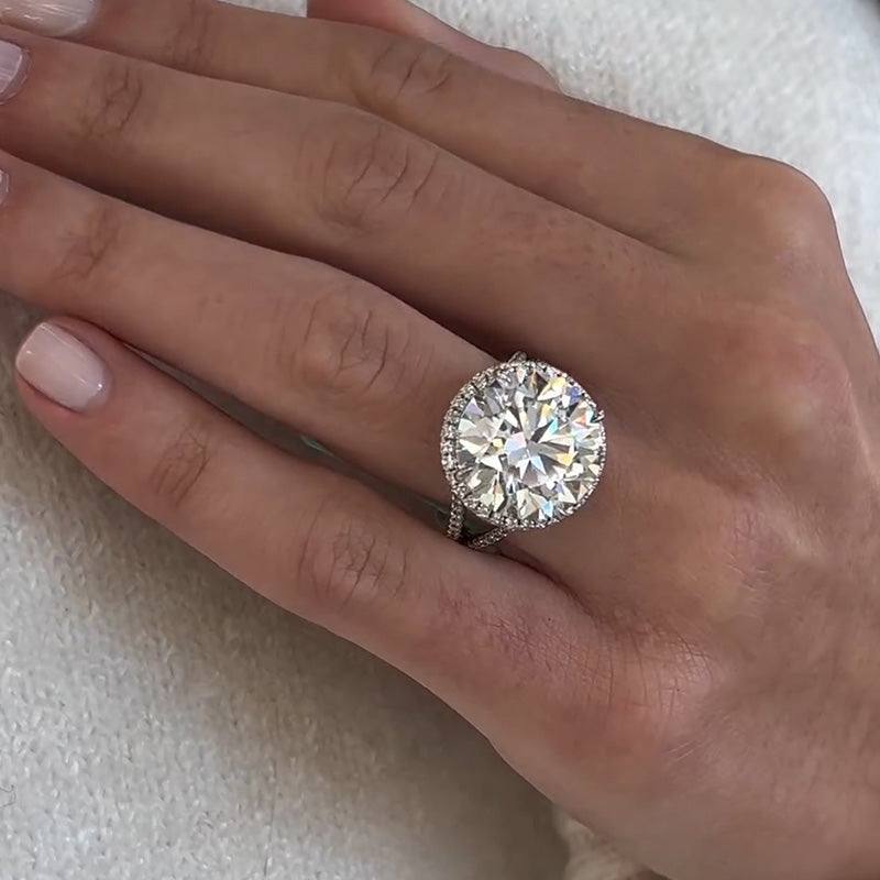 10ct Round Cut Split Shank Engagement Ring