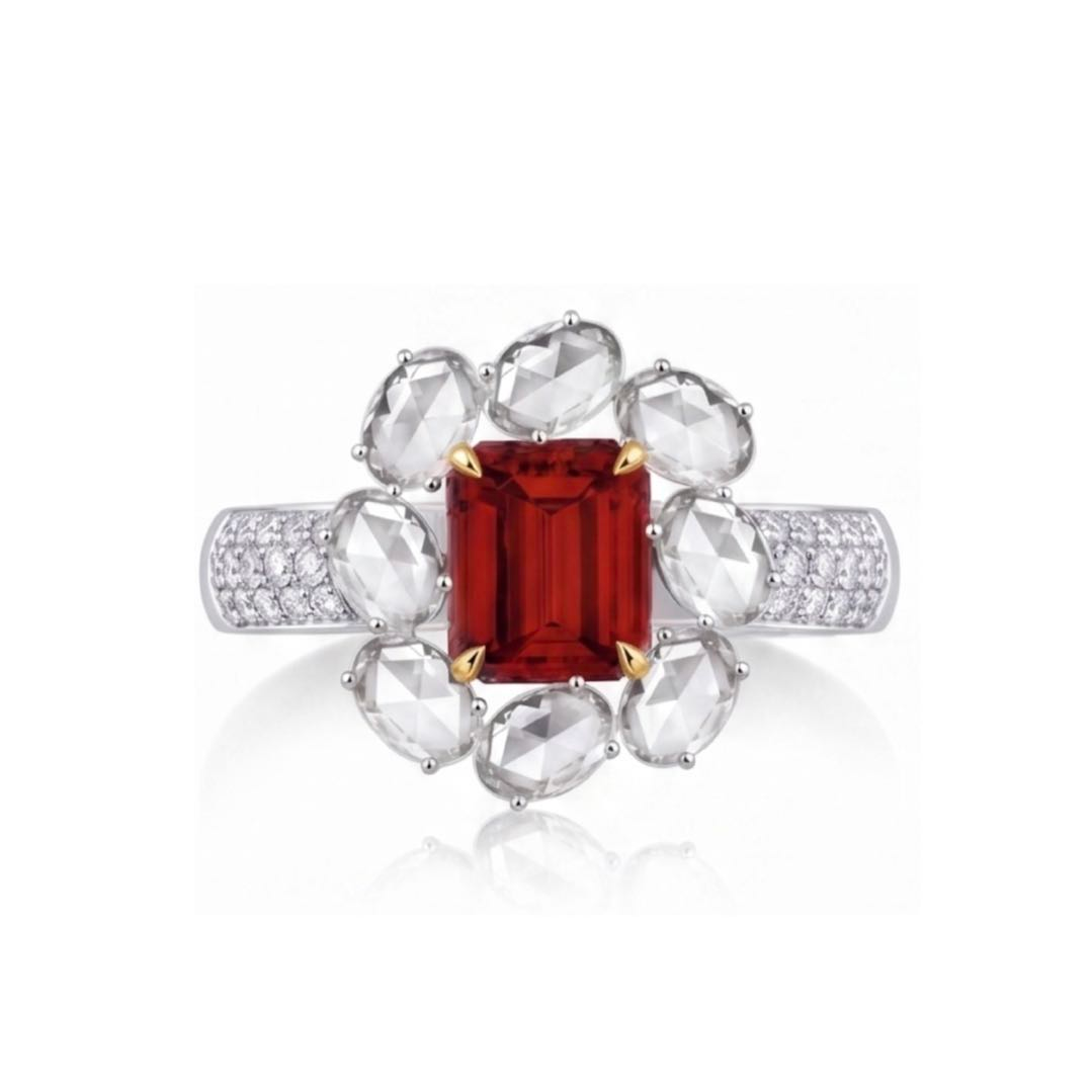 Original Design - 4ct Emerald Cut Ruby Sapphire Engagement Ring