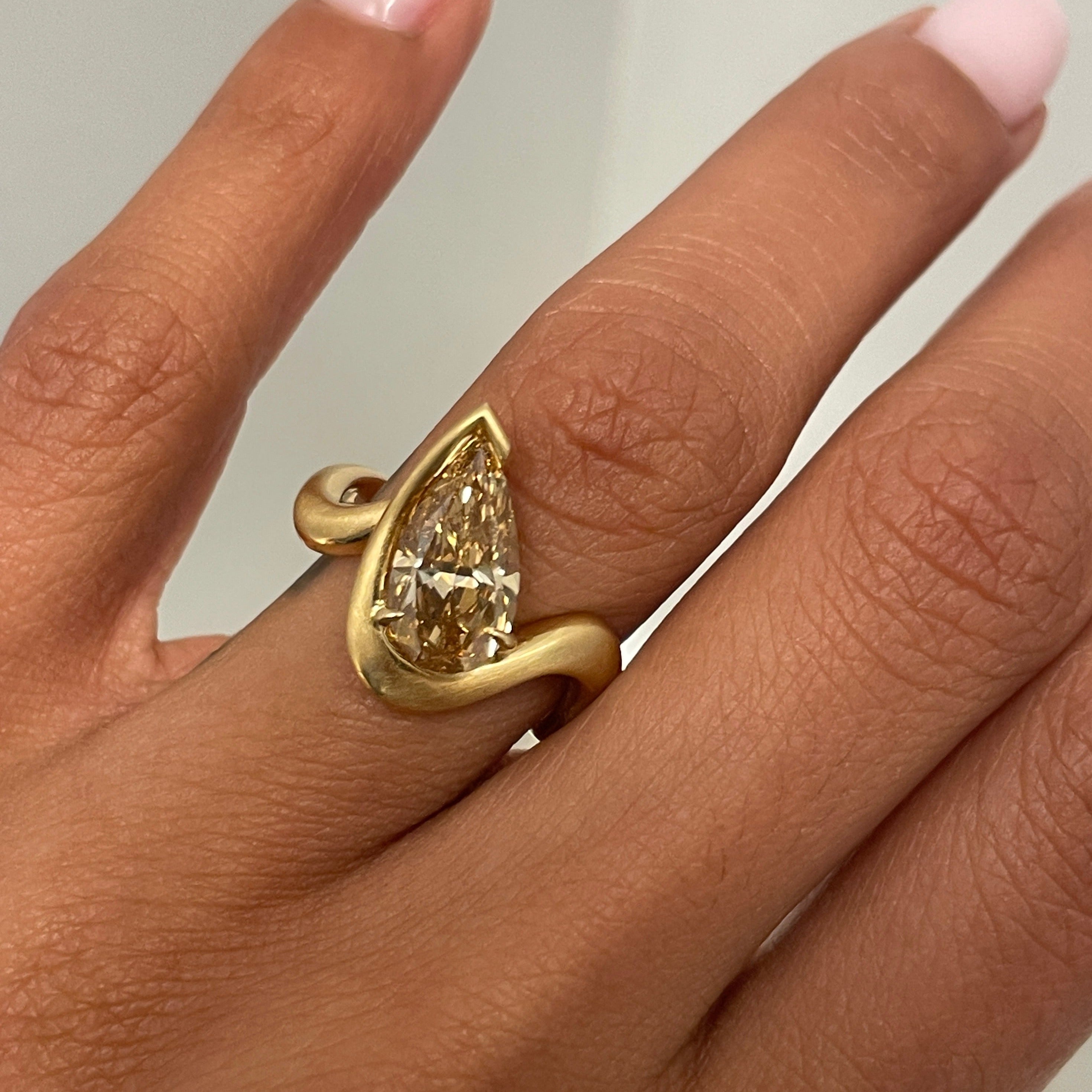 3ct Pear Cut Champagne Sapphire Engagement Ring
