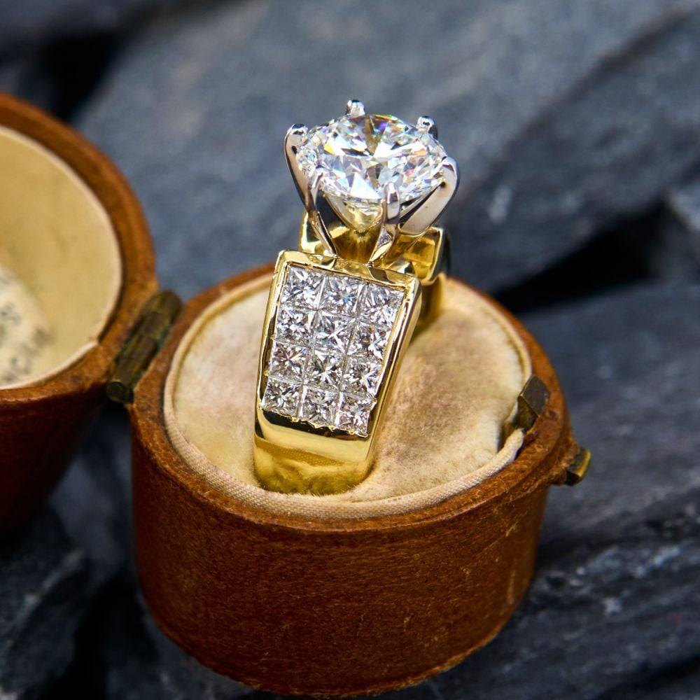 Invisible Setting 3ct Round Cut White Sapphire Engagement Ring