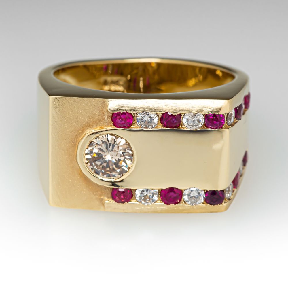 Art Deco 0.5ct Round Cut White Sapphire Men's Wedding Band