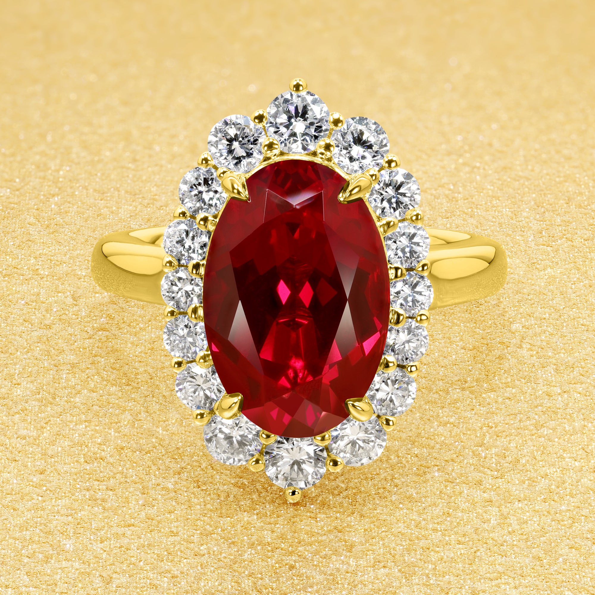 Halo 4ct Oval Cut Ruby Sapphire Engagement Ring